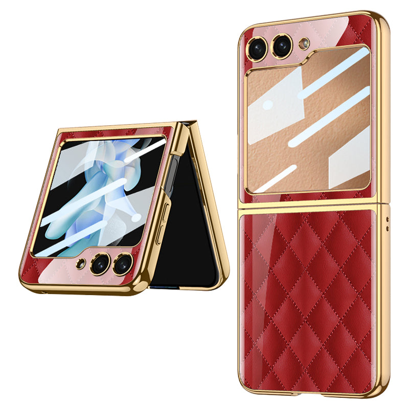 GKK Style 3 For Samsung Galaxy Z Flip5 5G Hard PC Phone Case Pattern Printing Shockproof Phone Cover with Tempered Glass Film GKK Style 3 For Samsung Galaxy Z Flip5 5G Hard PC Phone Case Pattern Printing Shockproof Phone Cover with Tempered Glass Film
